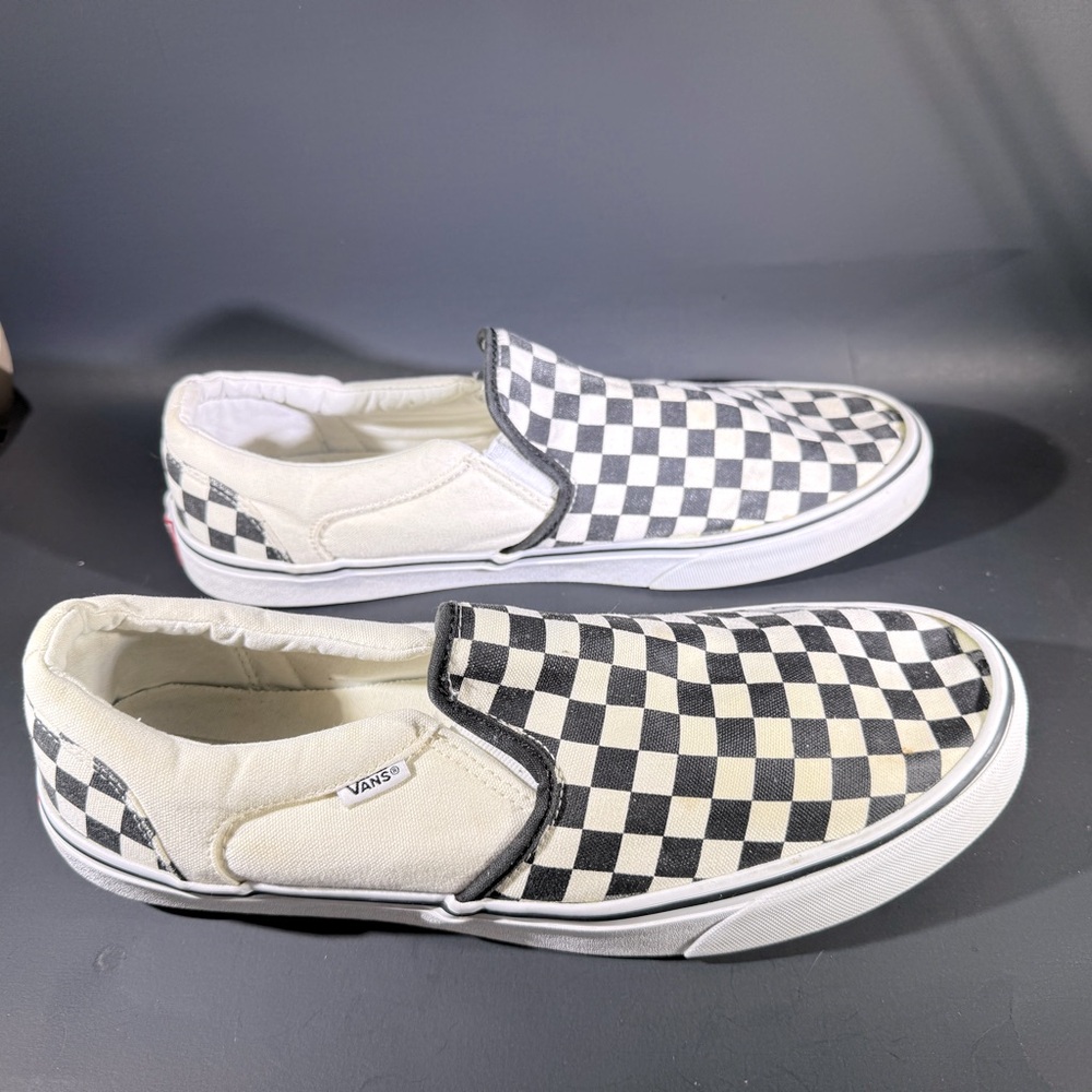 Mens Checkerboard Vans Slip-On Shoes Size 13